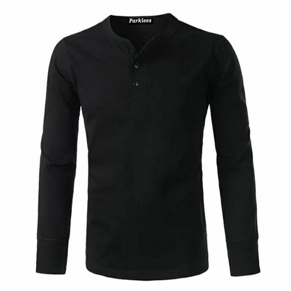 MEN'S 3 BUTTON LONG SLEEVE HENLEY - White - Picture 6 of 9